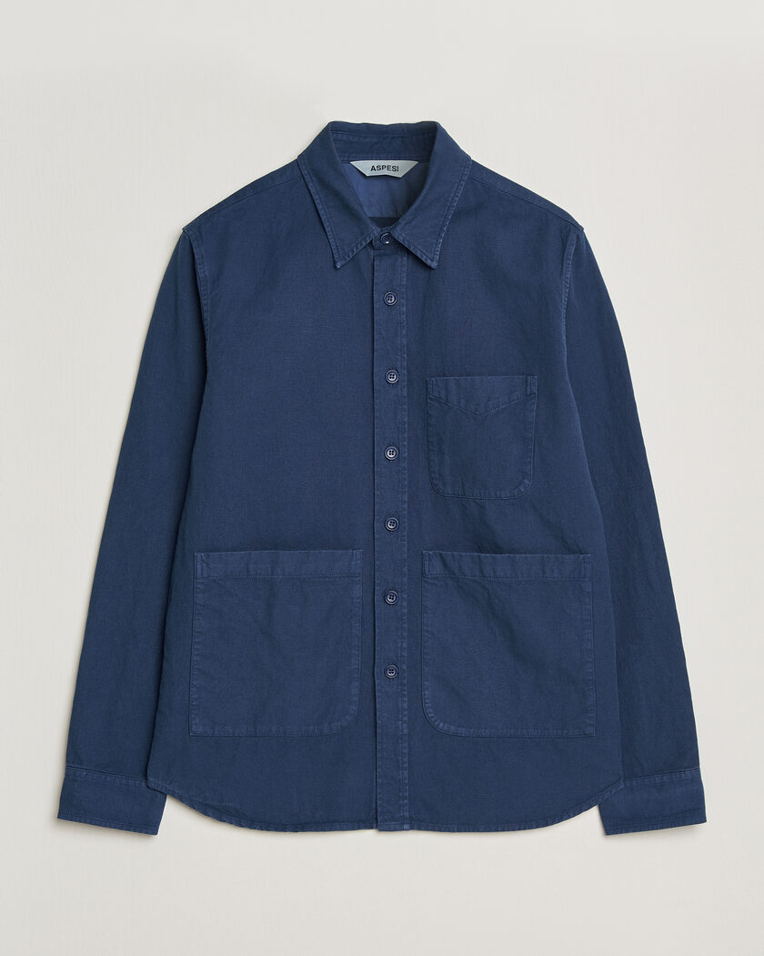 Aspesi Garment Dyed Utility Shirt Dark Blue – Blue