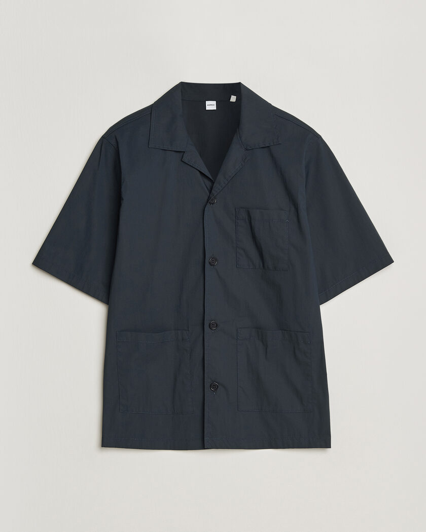 maison kistune ミリタリーシャツ　ネイビー Maison Kitsuné Seersucker Resort Shirt Navy at CareOfCarl.com