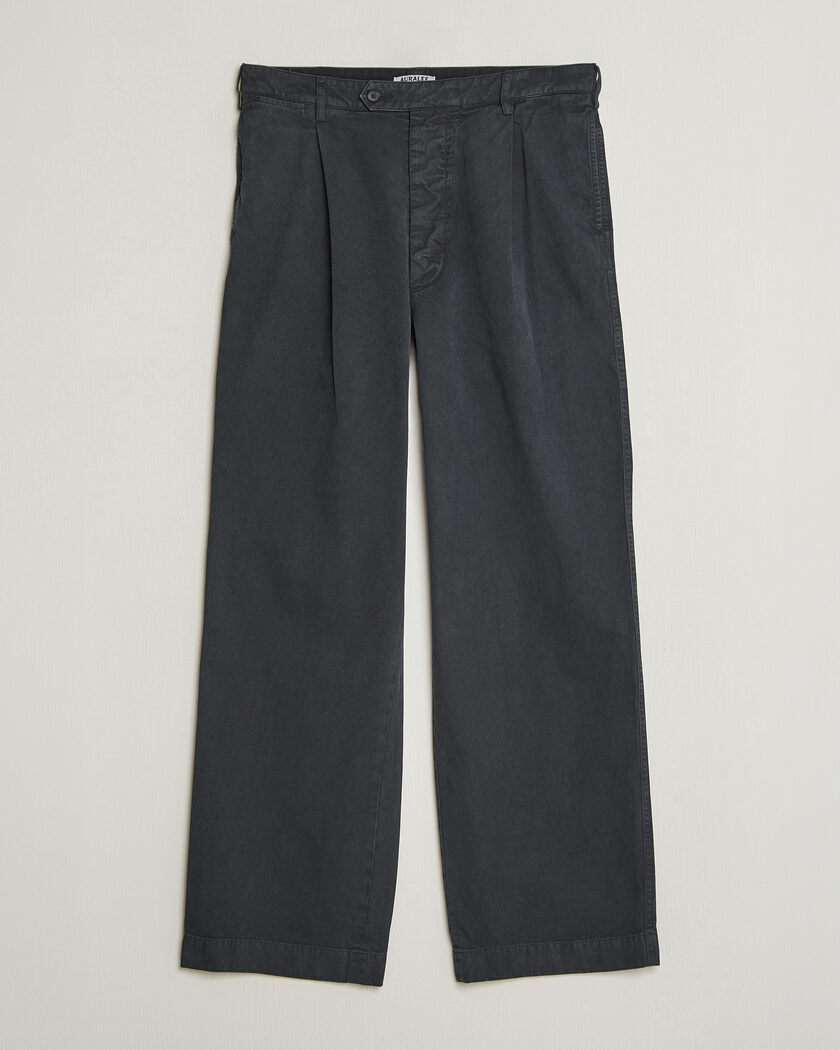 Auralee Garment Dyed Finx Chinos Black – Black