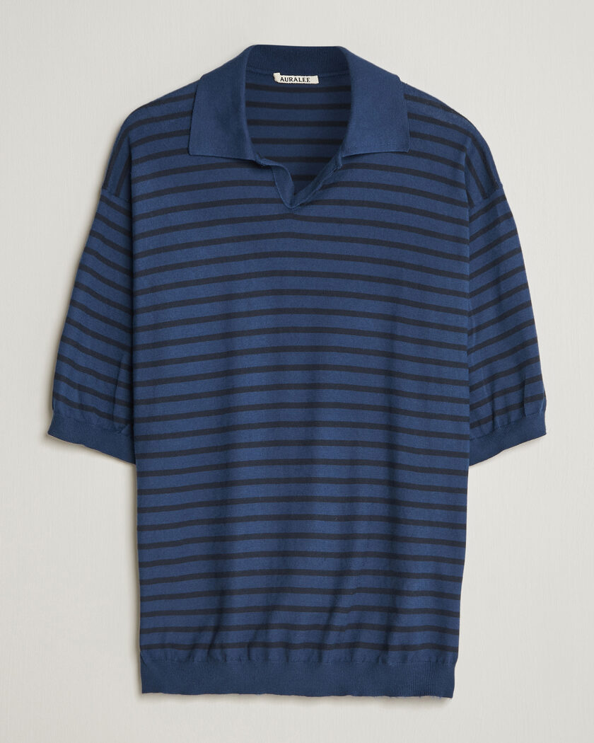 Moncler Contrast Rib Polo Navy at CareOfCarl.com