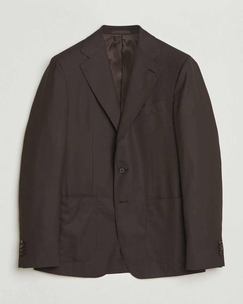 Boglioli K Jacket Check Wool Blazer Dark Brown at CareOfCarl.com