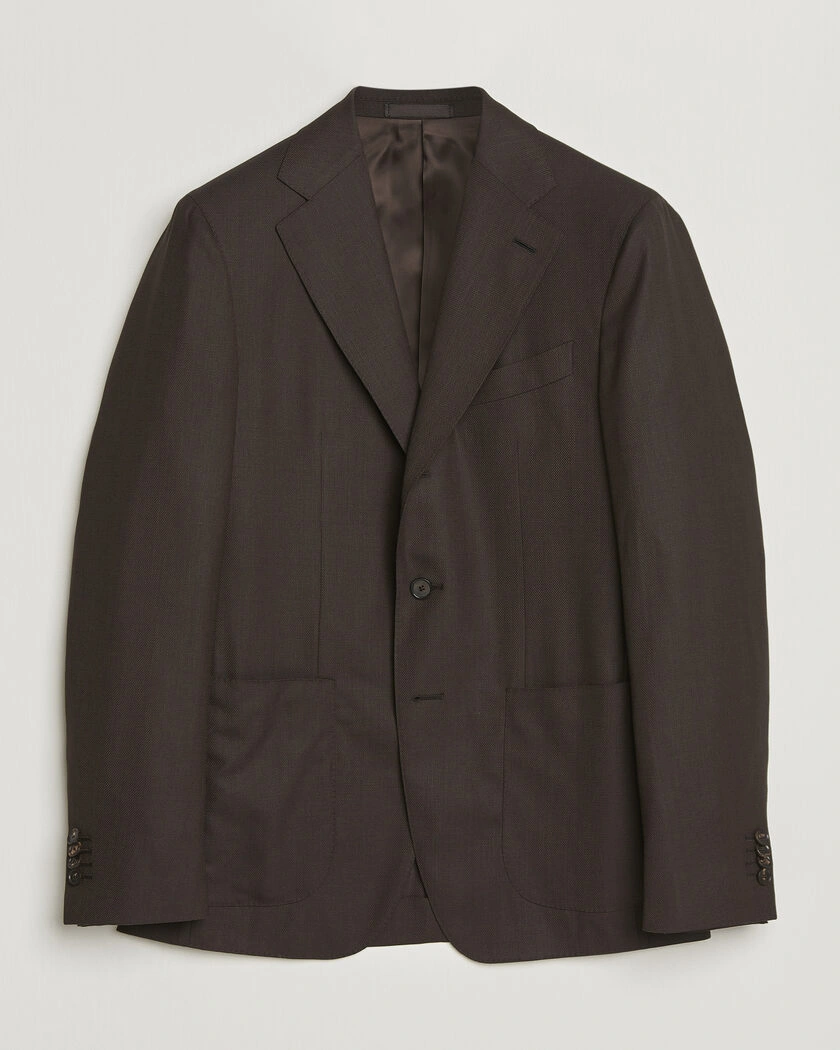 Caruso Aida Wool Hopsack Blazer Dark Brown – Brown