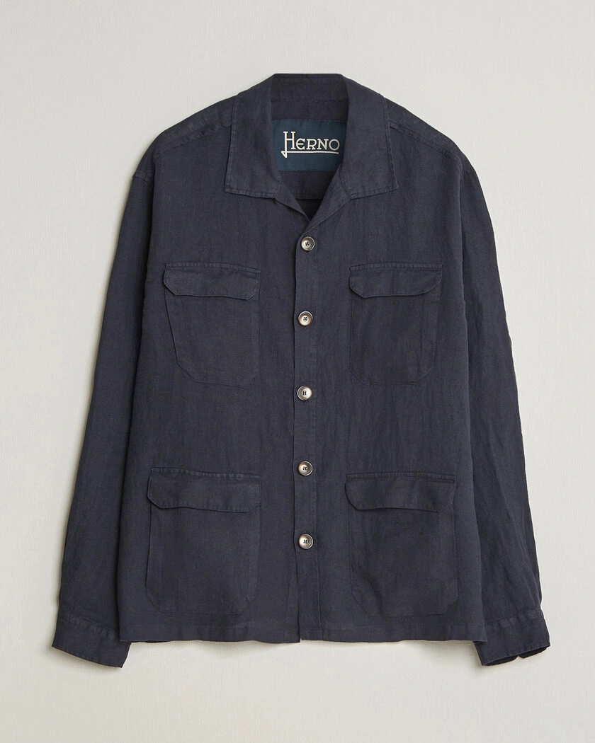 Herno Linen Safari Jacket Navy – Blue