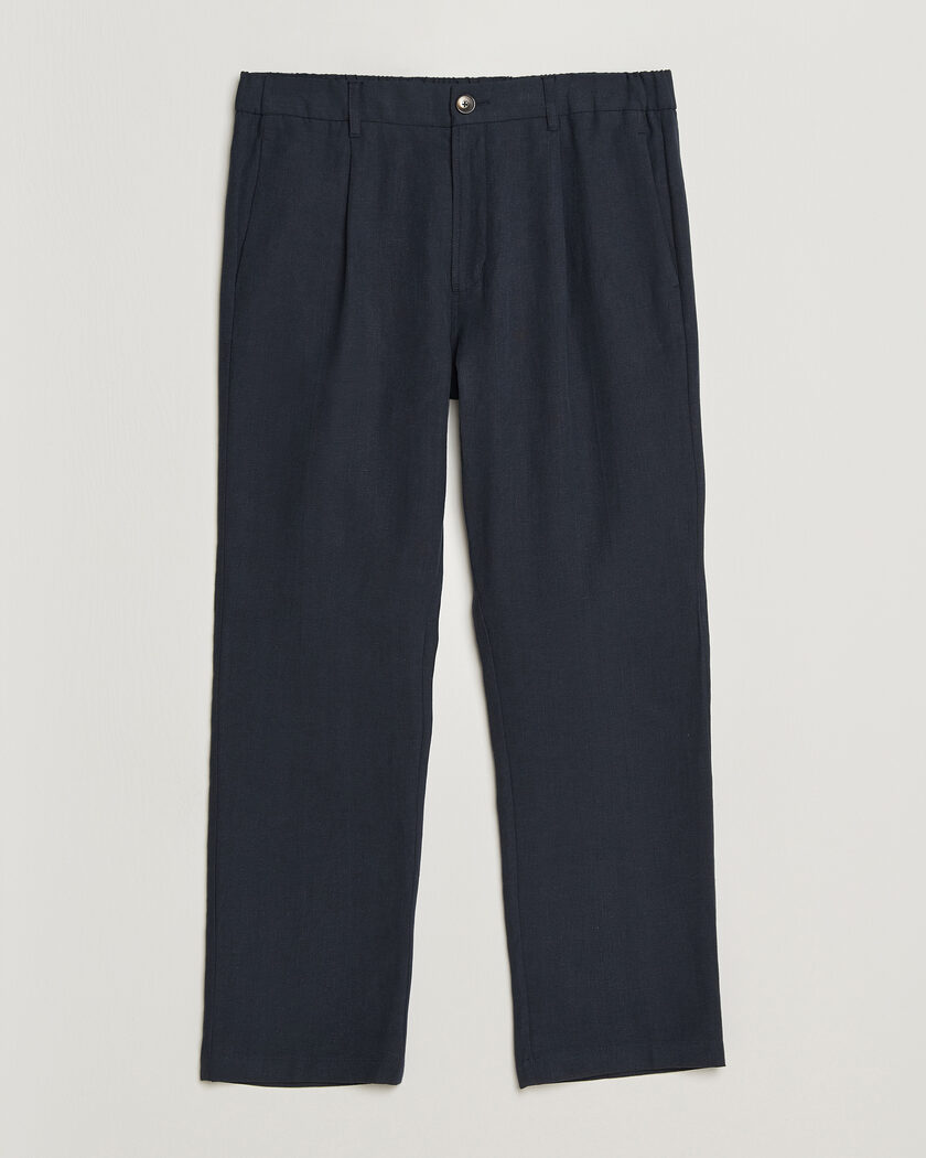 パンツ 100% LINEN RALPH LAUREN LINEN SLACKS Polo Ralph Lauren Linen Pleated Trousers Navy at CareOfCarl.com