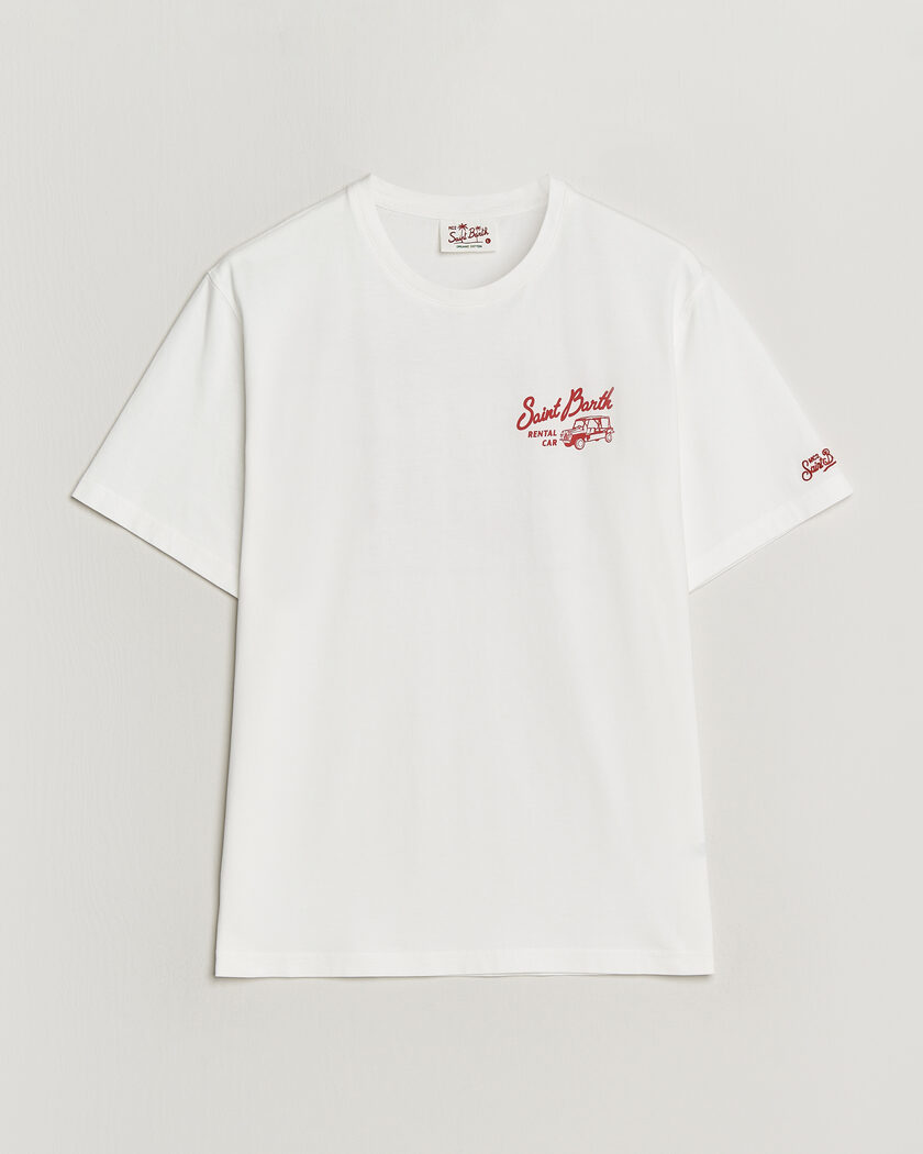 MC2 Saint Barth Back Printed Cotton T-Shirt Rental Car – White