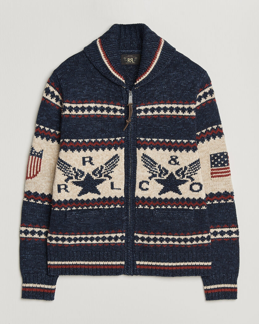 RRL Ranch Shawl Collar Cardigan Indigo Multi at CareOfCarl.com