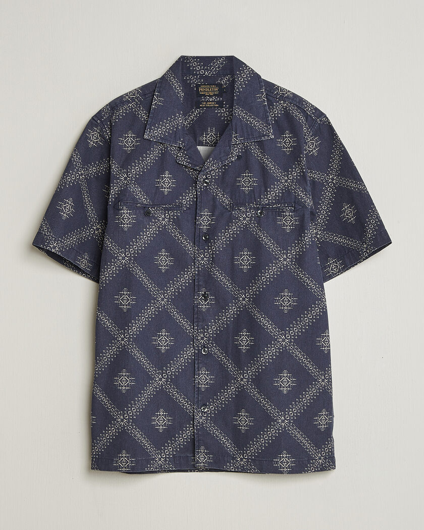 J.Lindeberg Theron Waffle Resort Shirt Navy at CareOfCarl.com