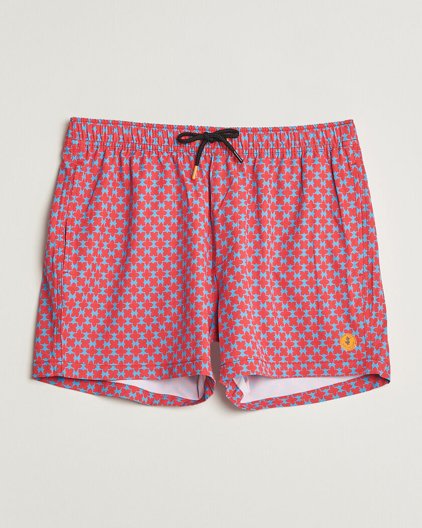 Save The Duck Printed Drawstring Swimshorts Geometrical Flowers – Red