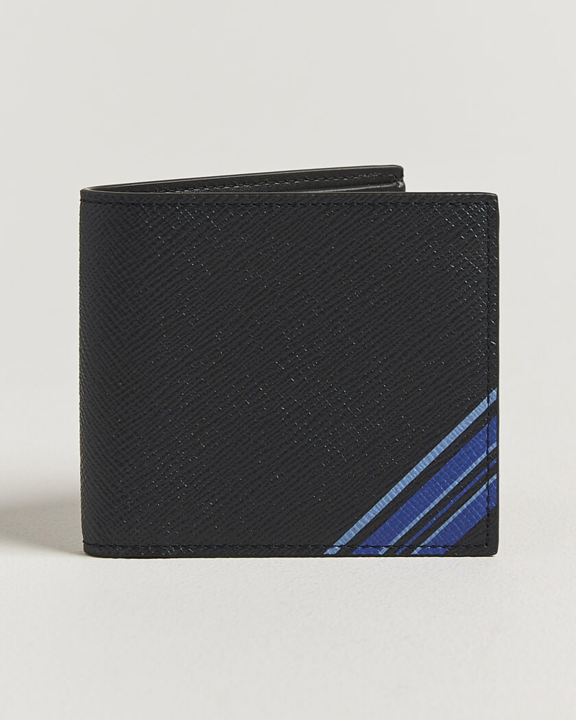 Smythson Panama 6 Card Leather Wallet Stripe Navy – Blue