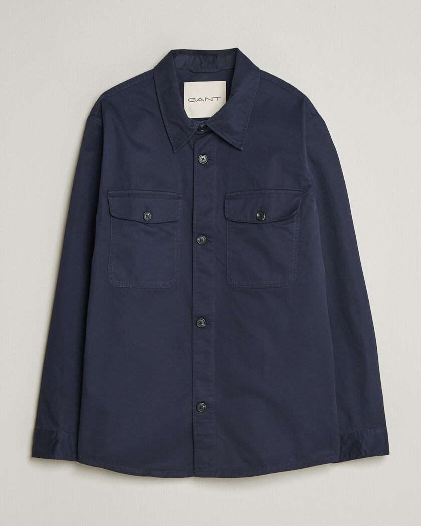 GANT Regular Fit Cotton Twill Overshirt Evening Blue – Blue