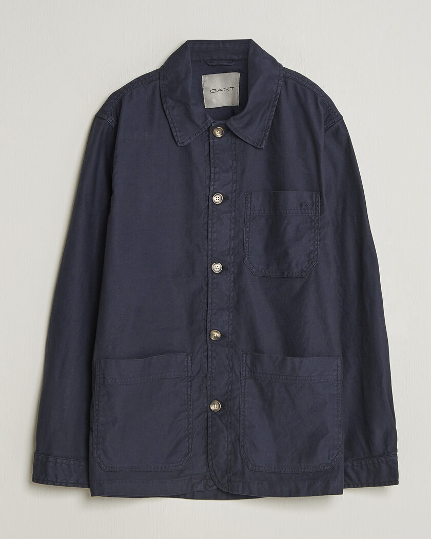 Gant Regular Fit Cotton/Linen Overshirt Evening Blue – Blue