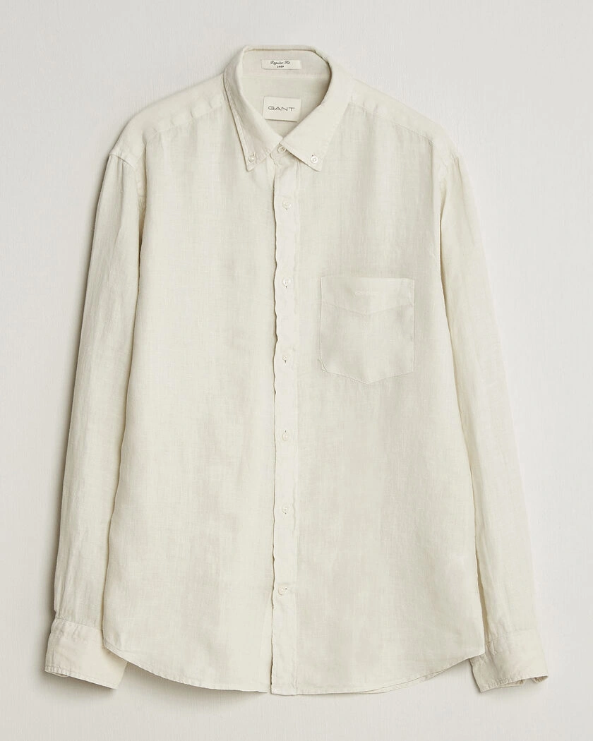 Gant Regular Fit Garment Dyed Linen Shirt Sand – Beige