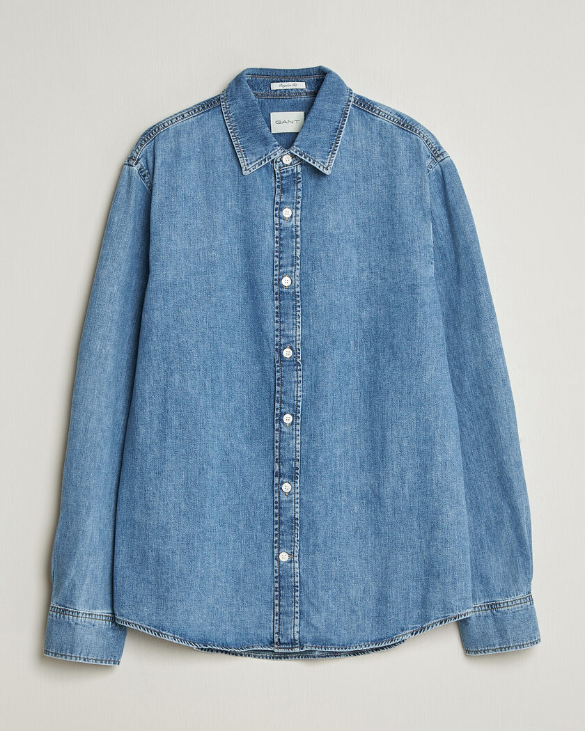BEAMS PLUS Chambray Button Down Shirt Blue at CareOfCarl.com