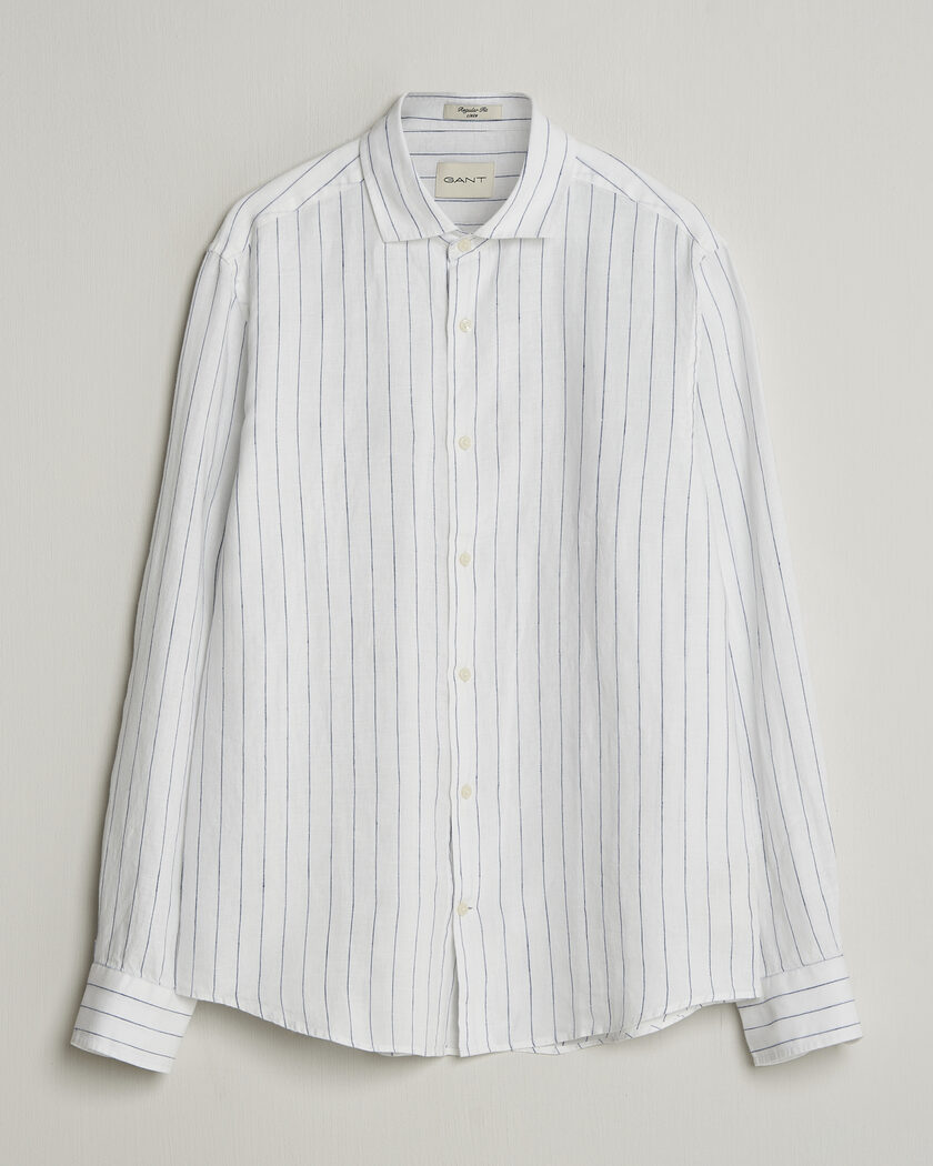 GANT Regular Fit Linen Striped Shirt White – White