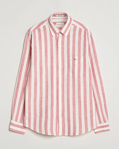 GANT Regular Fit Linen/Cotton Striped Shirt Rose Pink – Pink