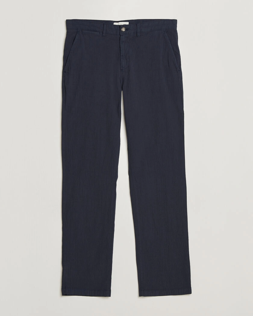 GANT Regular Fit Garment Dyed Seersucker Pants Evening Blue – Blue