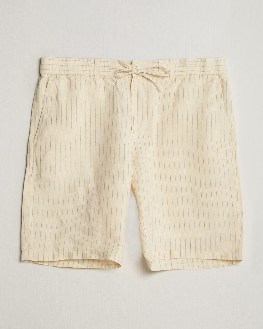 GANT Regular Fit Striped Linen Drawstring Shorts Faded Beige – Beige