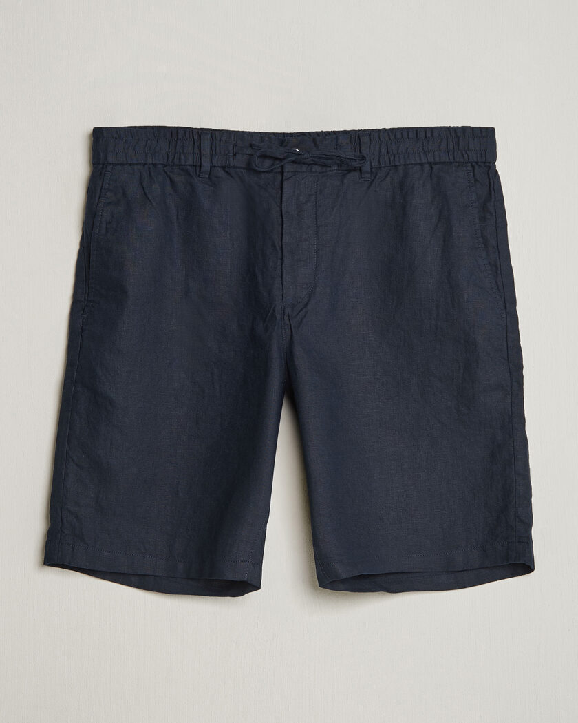 GANT Regular Fit Linen Drawstring Shorts Evening Blue – Blue