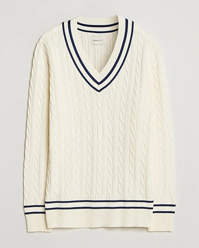 GANT Cotton Cable Cricket Sweater Cream – White