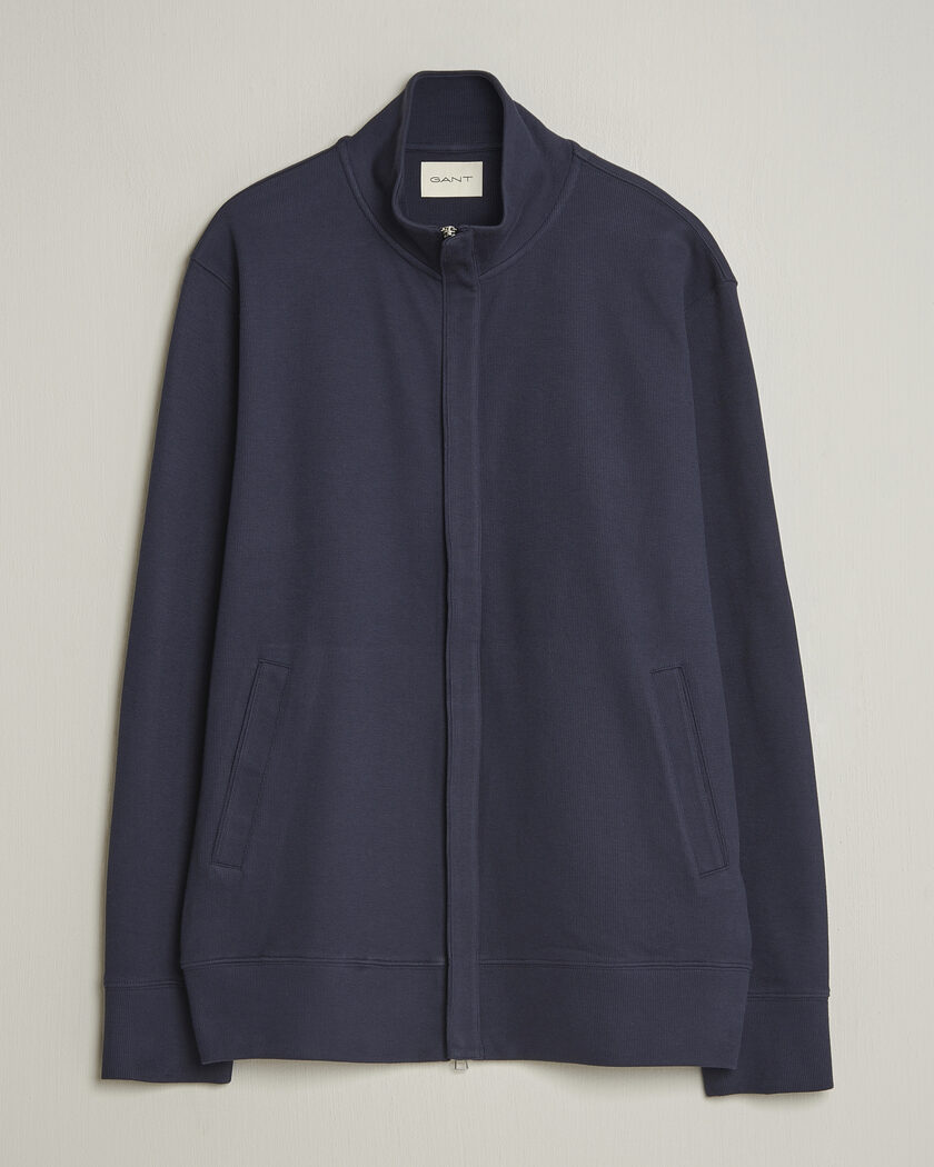 Giorgio Armani Jersey Corduroy Zip Sweater Navy at CareOfCarl.com