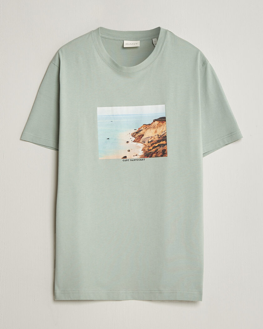 GANT Scenery Graphic Crew Neck T-Shirt Ceramic Grey – Green