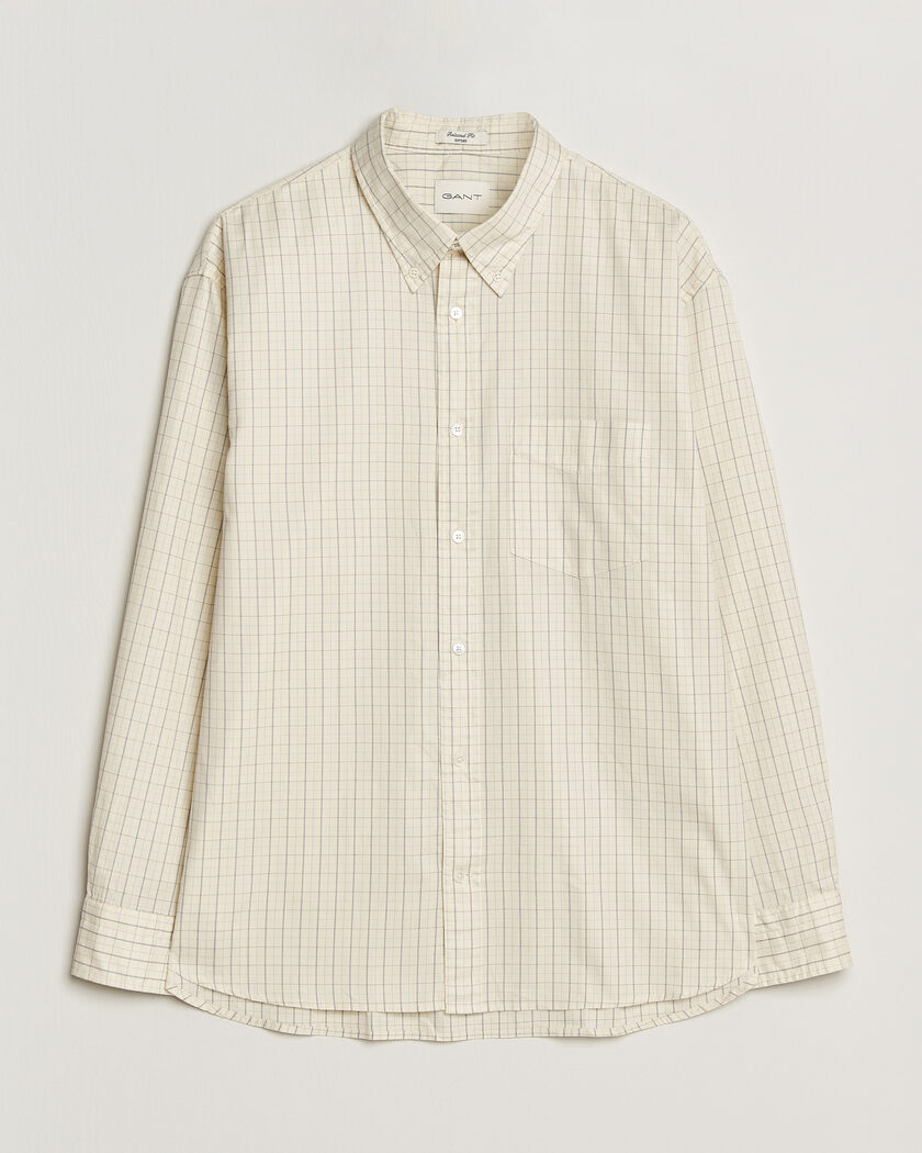 GANT Relaxed Fit Dreamy Oxford Checked Shirt Creamed White – White
