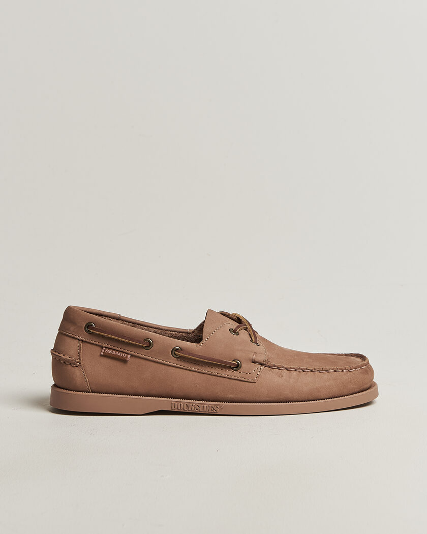 Sebago Docksides Portland Nubuck Boat Shoe Beige Taupe – Brown