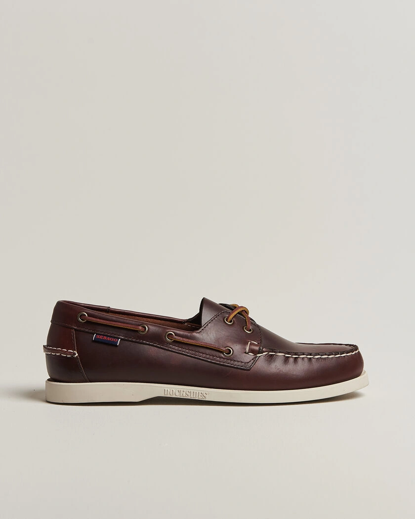 Sebago Docksides Portland Waxed Boat Shoe Dark Brown – Brown