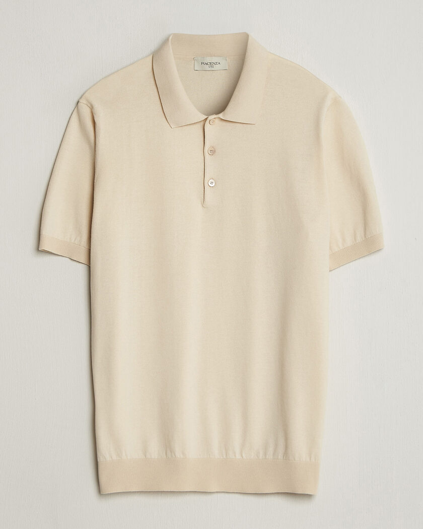 BEAMS PLUS Zip Knit Striped Polo Off White at CareOfCarl.com