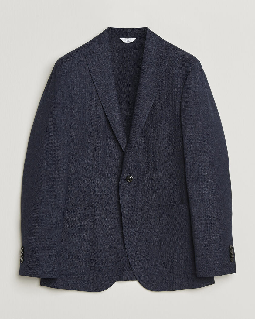 Boglioli K Jacket Wool Hopsack Blazer Dark Blue – Blue