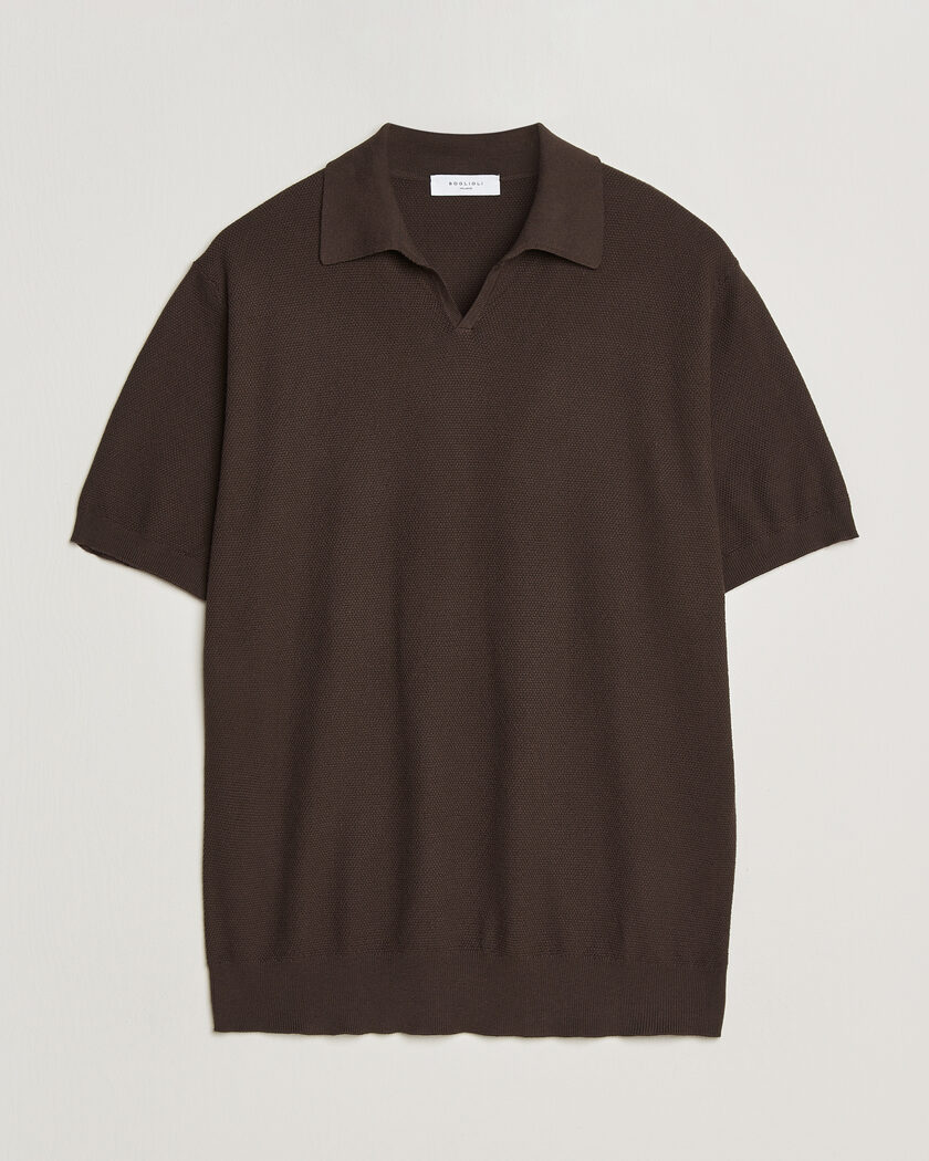 Auralee Cotton Knit Skipper Polo Navy Stripe at CareOfCarl.com