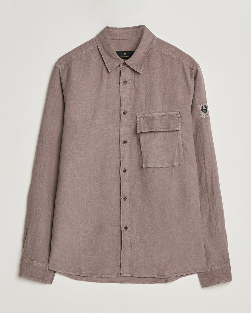 Belstaff Scale Linen Shirt Asphalt  – Brown