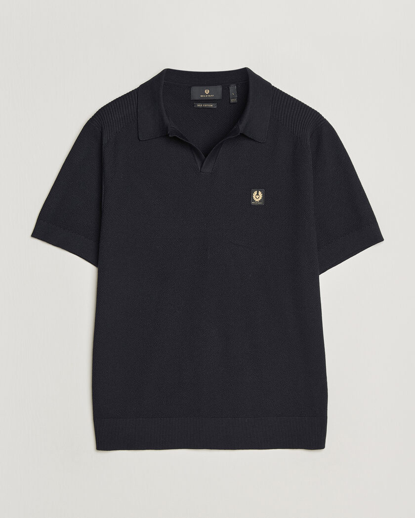 John Smedley Williams Merino/Cotton Knitted Polo Navy at