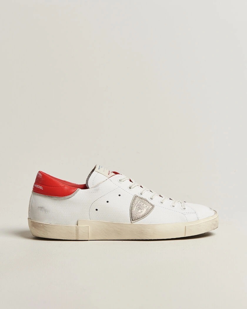 Philippe Model PRSX Low Top Canvas Mix Sneaker White/Red – White