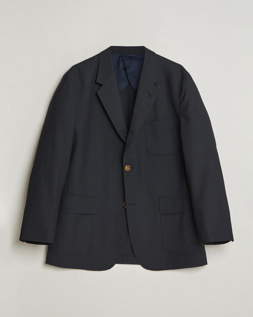 Brunello Cucinelli Flannel Blazer Navy at CareOfCarl.com