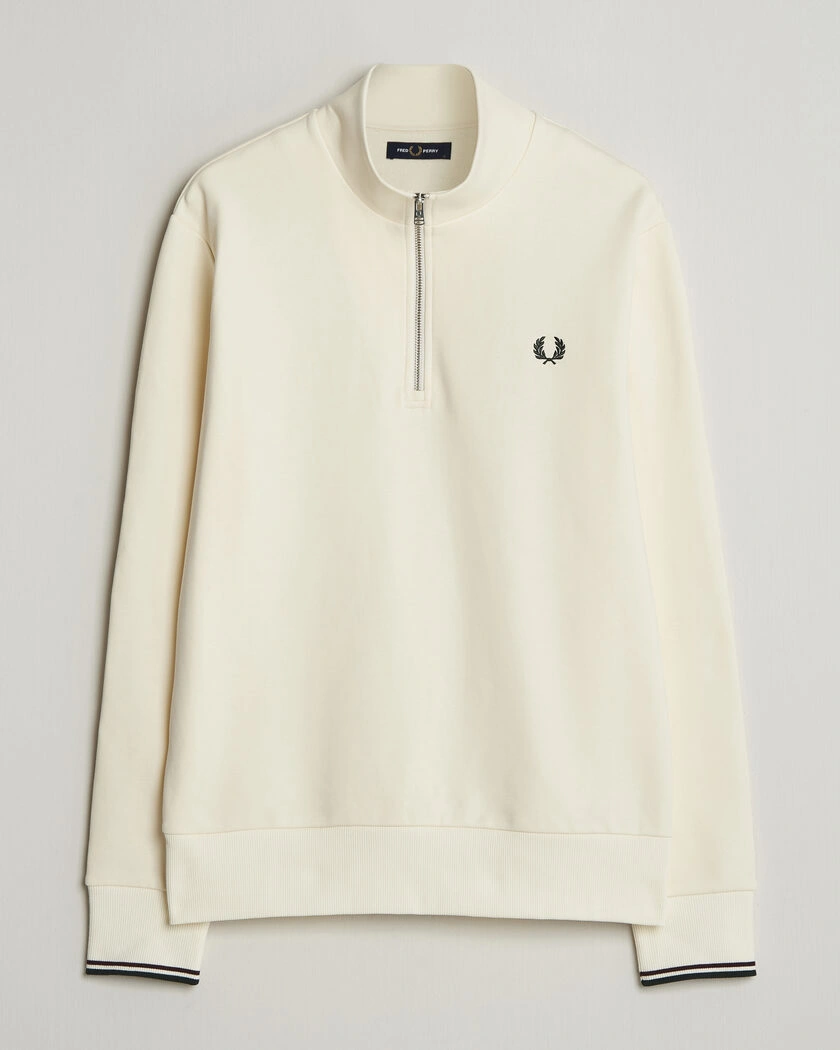 Fred Perry Half Zip Sweatshirt Ecru – White