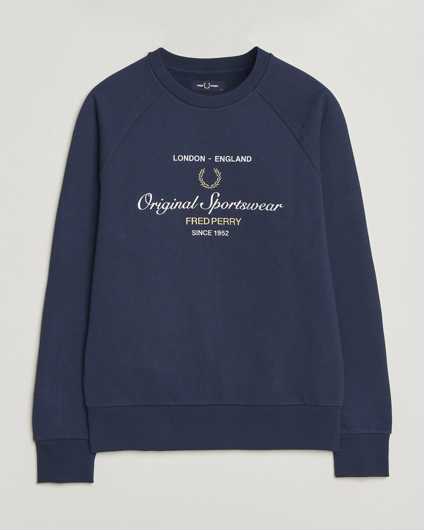 Fred Perry Crew Neck Sweatshirt Navy at CareOfCarl.com