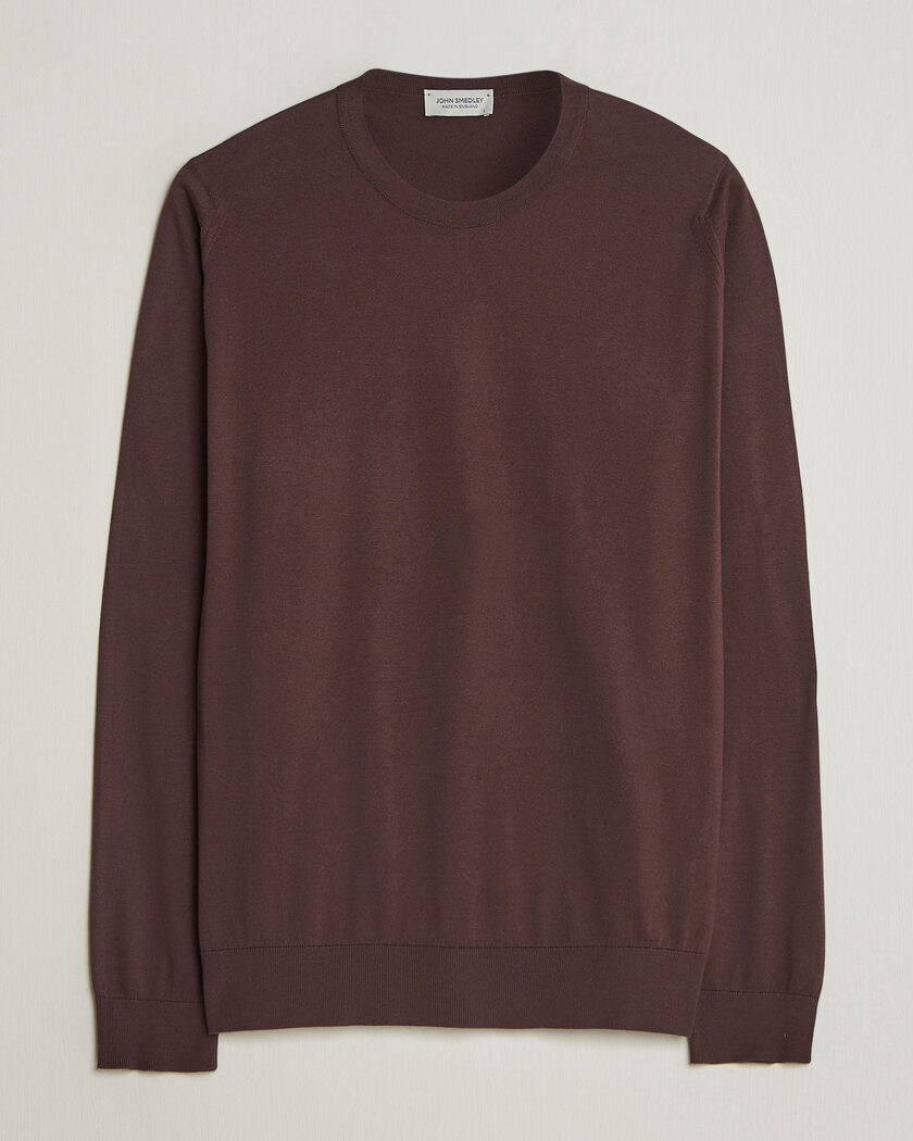 John Smedley Rowland Sea Island Crew Neck Pullover Raisin Brown – Brown