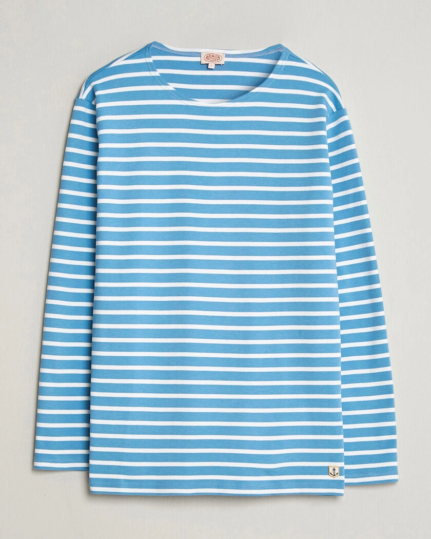 Armor-lux Houat Héritage Stripe Long Sleeve T-Shirt Waterfall/Blanc – Blue