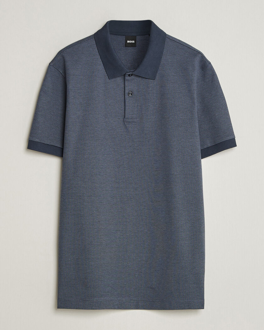 Sunspel Short Sleeve Pique Polo Shale Blue at CareOfCarl.com