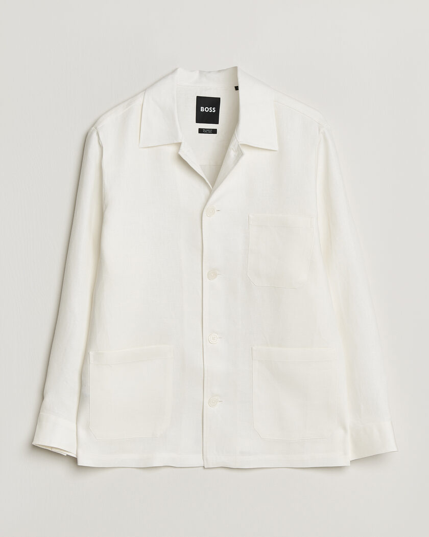 BOSS BLACK Cai Linen Overshirt White – White