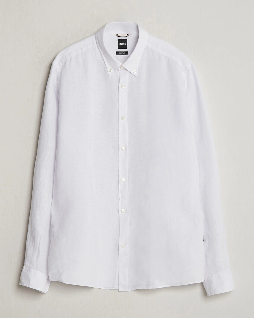 BOSS BLACK Liam Linen Shirt White – White