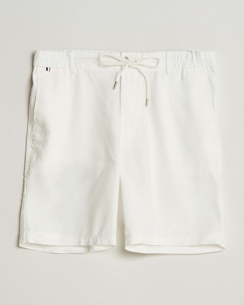 BOSS BLACK Kane Linen Drawstring Shorts White – White