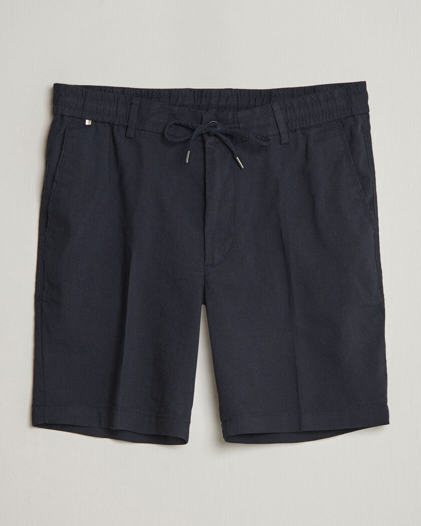 BOSS BLACK Kane Linen Drawstring Shorts Dark Blue – Blue