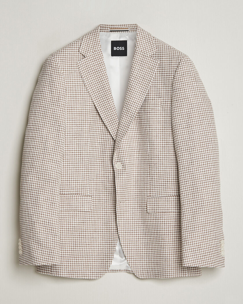 Lardini Cotton/Linen Glencheck Blazer Beige at CareOfCarl.com