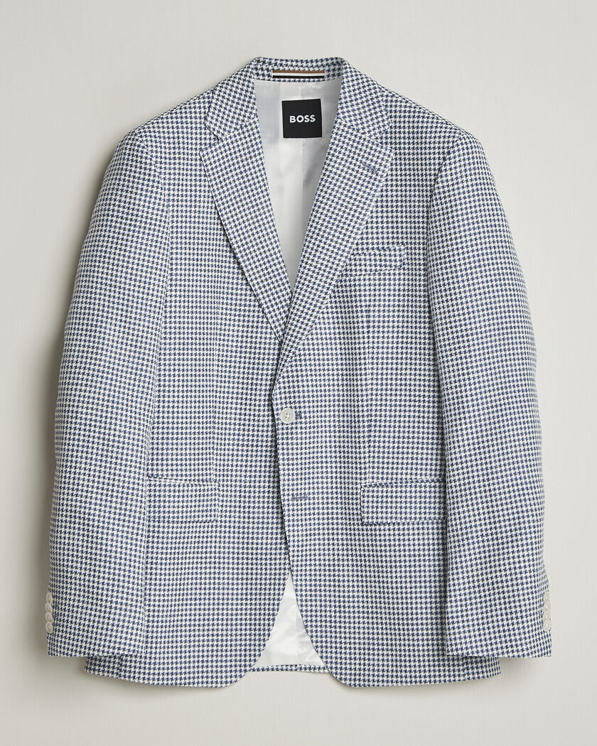 Gaiola Napoli Wool/Linen Blazer Blue 46 at CareOfCarl.com