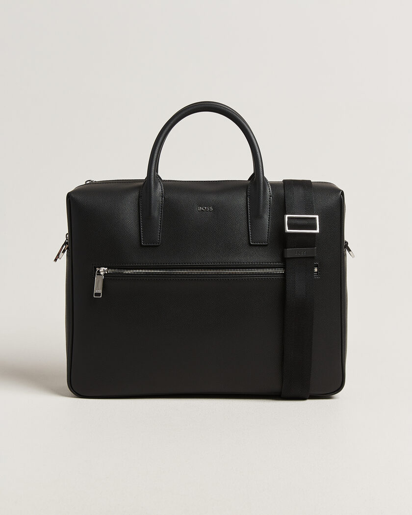 Polo Ralph Lauren Pebble Leather Messenger Bag Black at CareOfCarl.com