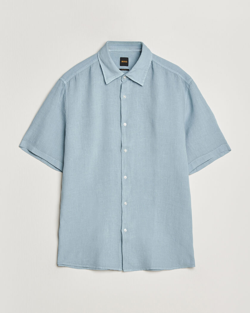 BOSS ORANGE Rash Linen Short Sleeve Shirt Light Blue – Blue
