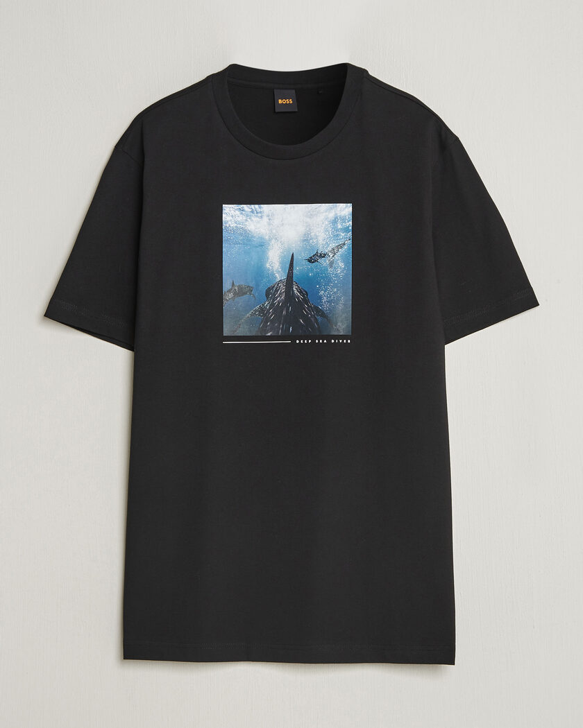 BOSS ORANGE Creature Printed Crew Neck T-Shirt Black – Black
