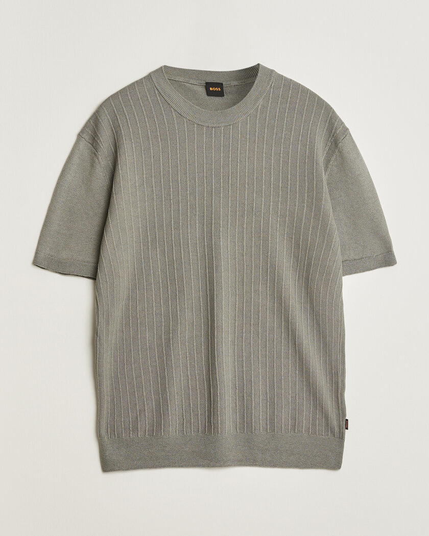 Gran Sasso Knitted Linen T-Shirt Navy Melange at CareOfCarl.com